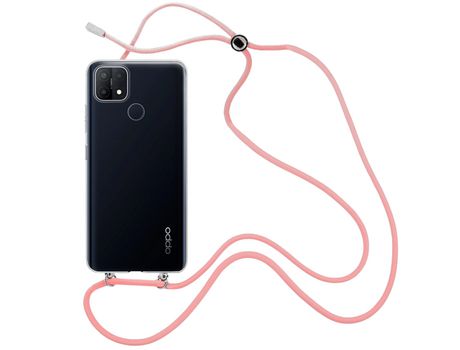 Funda cristal con Cordón rosa para Oppo A15