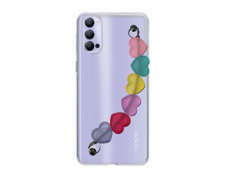 Funda cristal con Soporte Corazones para Oppo Reno 4 Pro