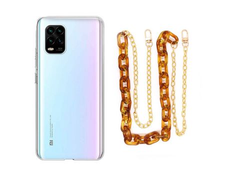 Funda cristal con Cordón Cadena Marrón para Xiaomi Mi 10 Lite
