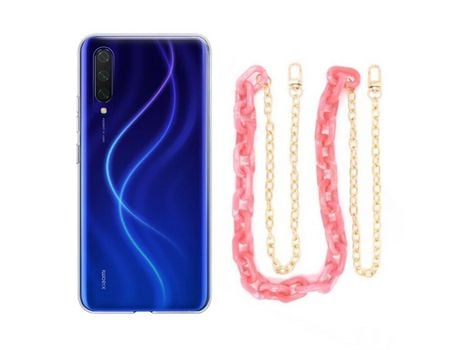 Funda cristal con Cordón Cadena rosa para Xiaomi Mi 9 Lite