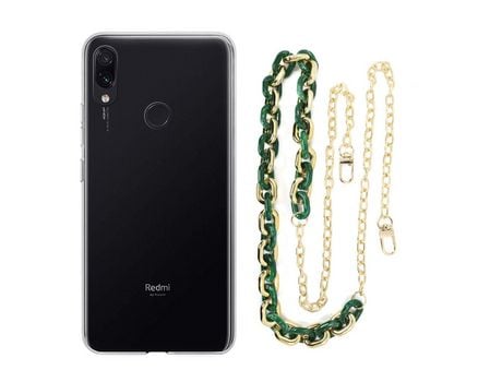 Funda cristal con Cordón Cadena verde para Xiaomi Redmi Note 7 Pro