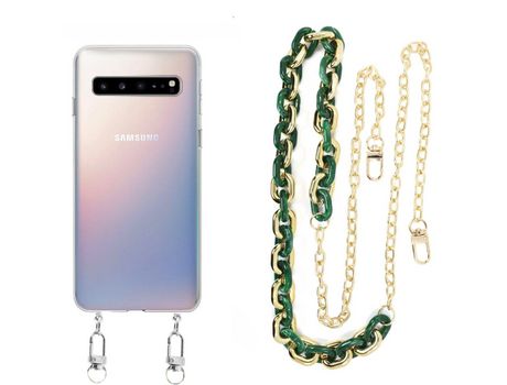 Funda cristal con Cordón Cadena verde para Samsung Galaxy S10 5G