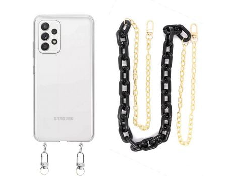 Funda cristal con Cordón Cadena Negro para Samsung Galaxy A32 5G