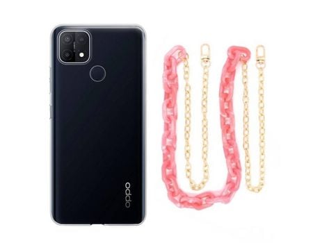 Funda cristal con Cordón Cadena Marrón para Oppo A15