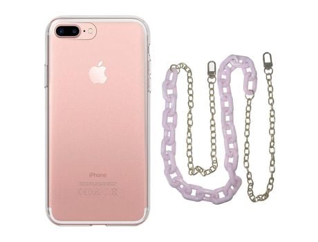 Funda cristal con Cordón Cadena Morado para iPhone 8 Plus