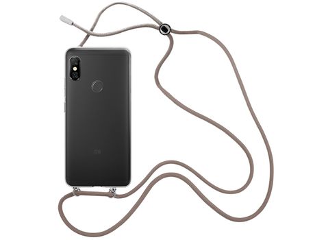 Funda cristal con Cordón Marrón para Xiaomi Redmi Note 6