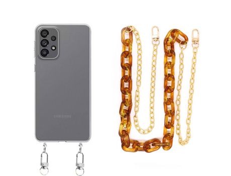 Funda cristal con Cordón Cadena Marrón para Samsung Galaxy A33