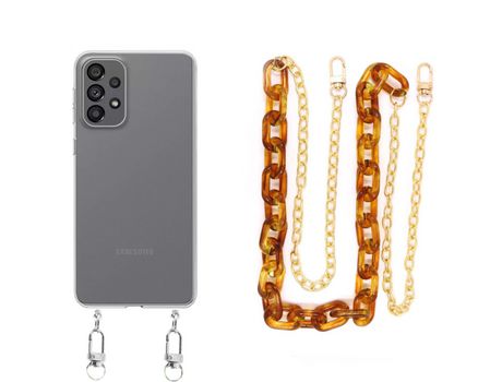 Funda cristal con Cordón Cadena Marrón para Samsung Galaxy A53 5G