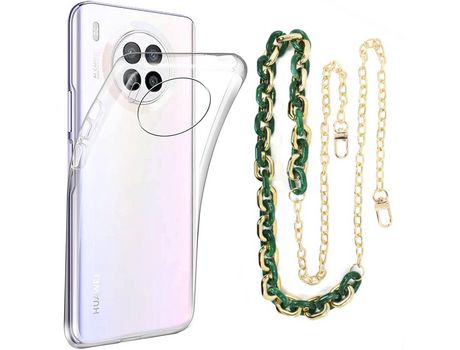 Funda cristal con Cordón Cadena verde para Huawei Nova 8i