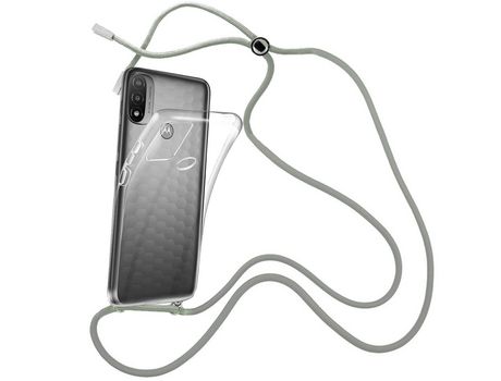 Funda cristal con Cordón Gris para Motorola Moto E20