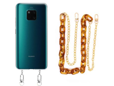 Funda cristal con Cordón Cadena Marrón para Huawei Mate 20 Pro