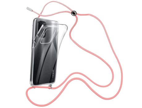 Funda cristal con Cordón rosa para Oppo A74 5G