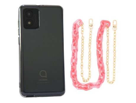 Funda cristal con Cordón Cadena rosa para Alcatel 1B 2022