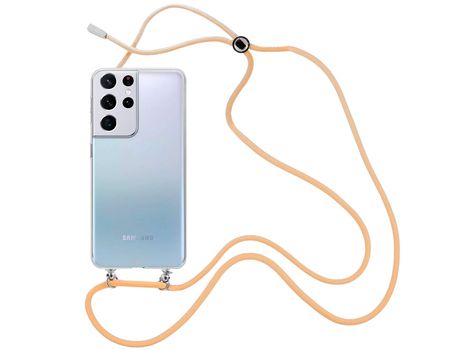 Funda cristal con Cordón marrón para Samsung Galaxy S21 Ultra