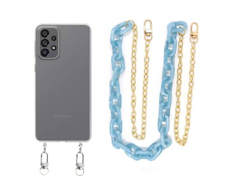 Funda cristal con Cordón Cadena azul para Samsung Galaxy A13 4G