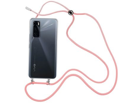 Funda cristal con Cordón rosa para Vivo Y70