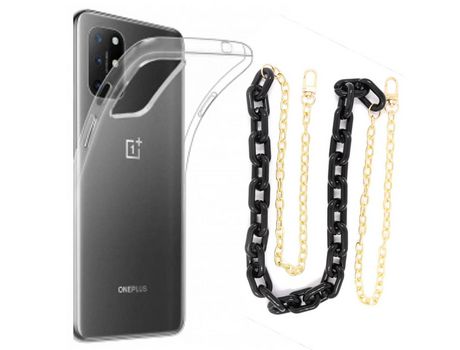 Funda cristal con Cordón Cadena Negro para Oneplus 8T
