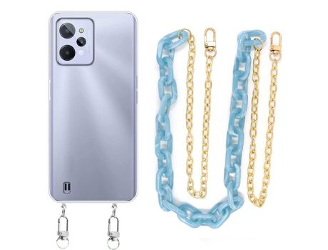 Funda cristal con Cordón Cadena azul para Realme C31
