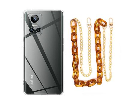 Funda cristal con Cordón Cadena Marrón para Realme GT Neo 3
