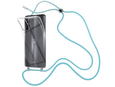 Funda cristal con Cordón azul para Motorola Moto G52