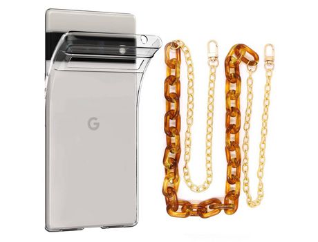 Funda cristal con Cordón Cadena Marrón para Google Pixel 6 Pro