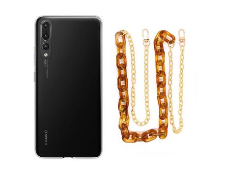Funda cristal con Cordón Cadena Marrón para Huawei P20 Pro