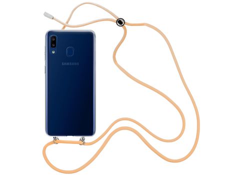 Funda cristal con Cordón Naranja para Samsung Galaxy A20