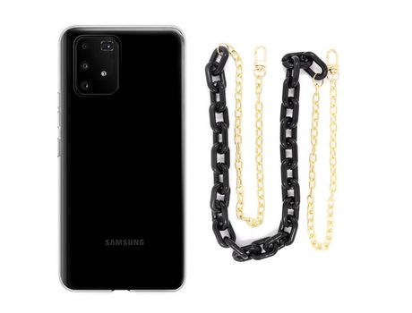 Funda cristal con Cordón Cadena Negro para Samsung Galaxy S10 Lite