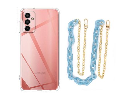 Funda cristal con Cordón Cadena azul para Samsung Galaxy M13 4G