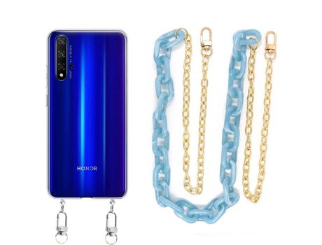 Funda cristal con Cordón Cadena azul para Huawei Nova 5T