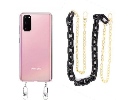 Funda cristal con Cordón Cadena Negro para Samsung Galaxy S20 5G