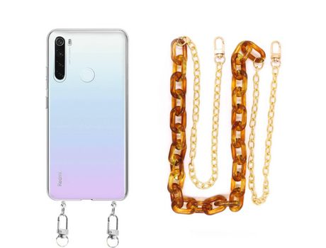 Funda cristal con Cordón Cadena Marrón para Xiaomi Redmi Note 8T