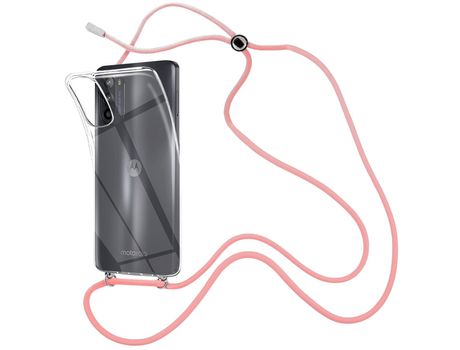 Funda cristal con Cordón rosa para Motorola Moto G52