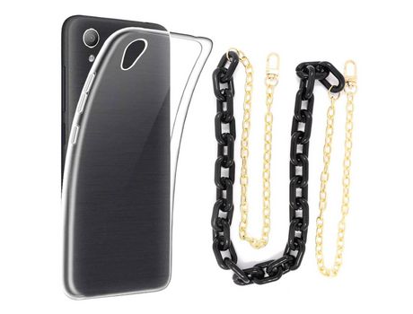 Funda cristal con Cordón Cadena Negro para Alcatel 1 2019