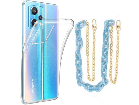 Funda cristal con Cordón Cadena azul para Realme 9 Pro Plus