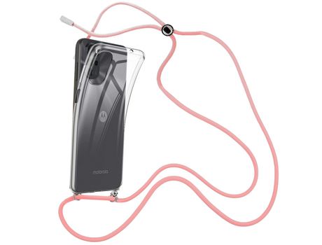 Funda cristal con Cordón rosa para Motorola Moto G22