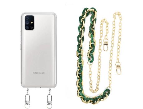 Funda cristal con Cordón Cadena verde para Samsung Galaxy M51