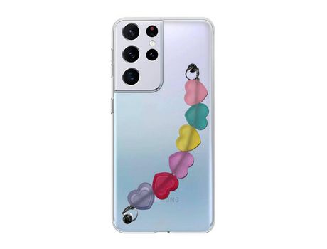 Funda cristal con Soporte Corazones para Samsung Galaxy S21 Ultra