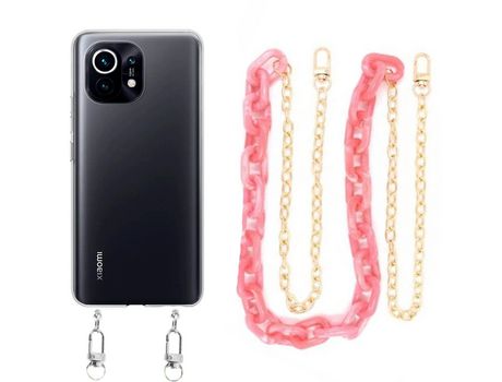 Funda cristal con Cordón Cadena Marrón para iPhone 13 Pro Max