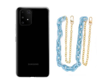 Funda cristal con Cordón Cadena azul para Samsung Galaxy S10 Lite