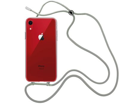 Funda cristal con Cordón Gris para iPhone XR