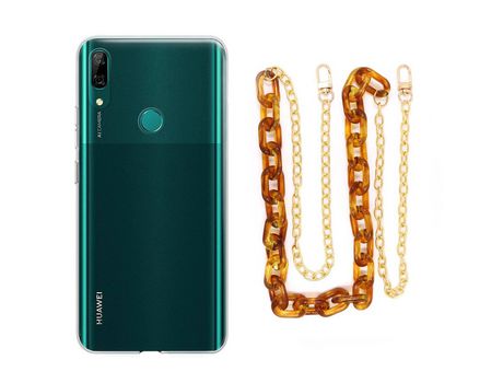 Funda cristal con Cordón Cadena Marrón para Huawei P Smart Z