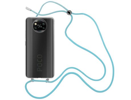 Funda cristal con Cordón azul para Xiaomi Poco X3 NFC