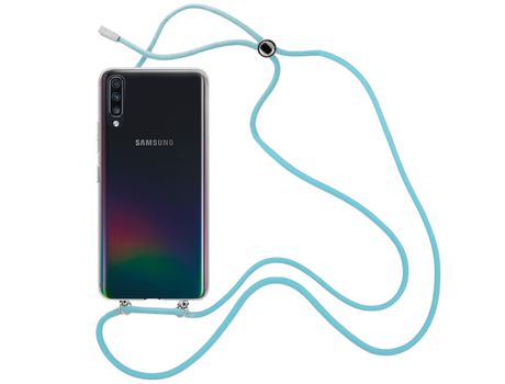 Funda cristal con Cordón azul para Samsung Galaxy A70