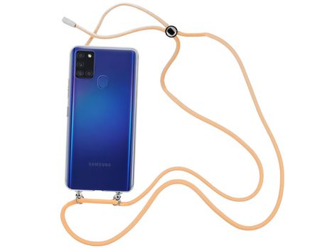 Funda cristal con Cordón Naranja para Samsung Galaxy A21s