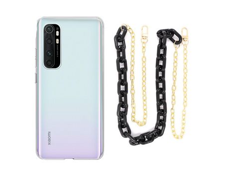 Funda cristal con Cordón Cadena Negro para Xiaomi Mi Note 10 Lite
