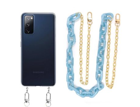 Funda cristal con Cordón Cadena azul para Samsung Galaxy S20 FE