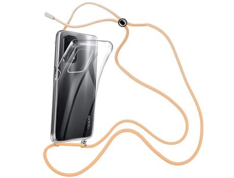Funda cristal con Cordón Naranja para Oppo A74 5G