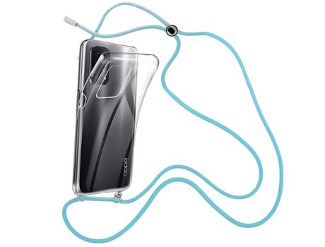 Funda cristal con Cordón azul para Oppo A74 5G