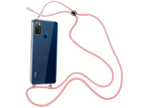 Funda cristal con Cordón rosa para TCL 20E